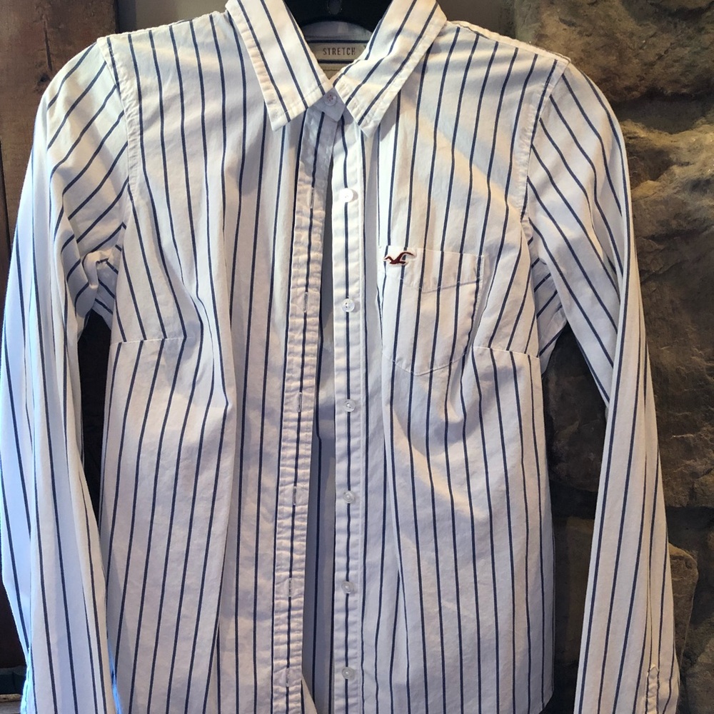 HOLLISTER PINSTRIPE BUTTON DOWN Size Small - Picture 1 of 6
